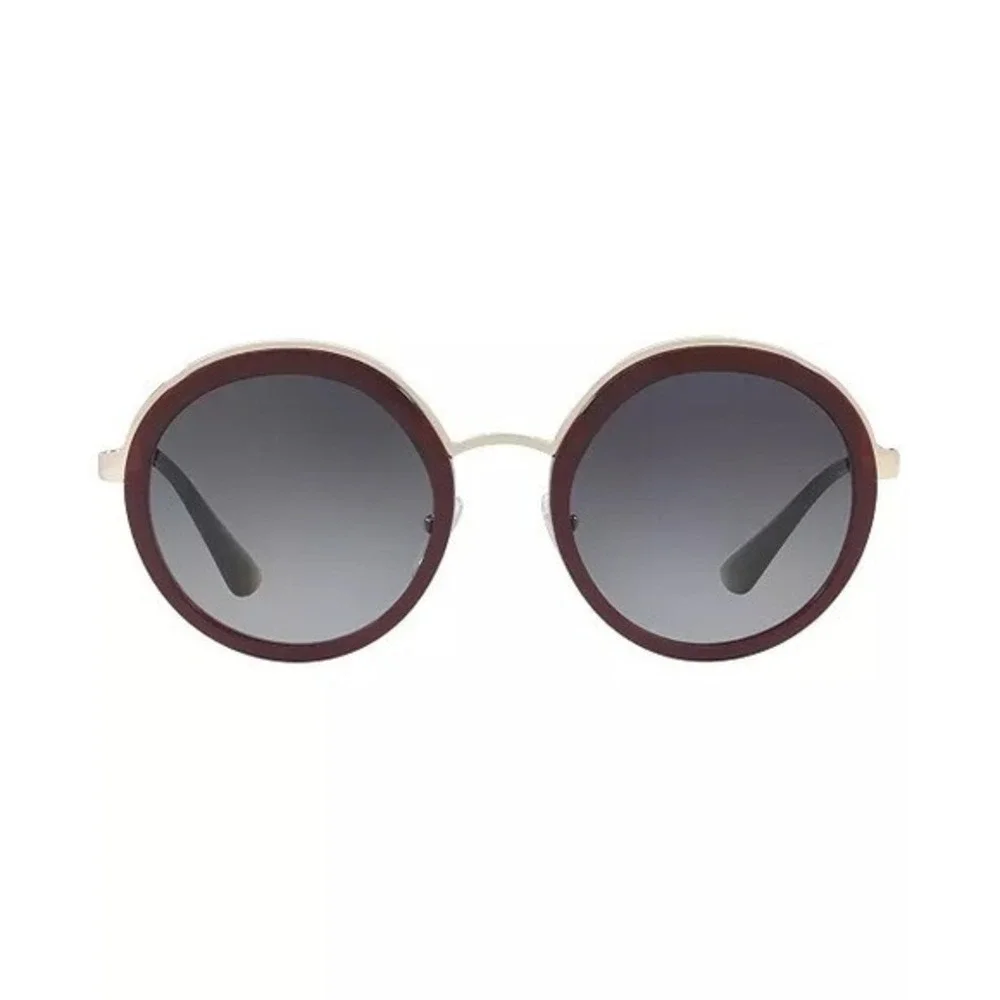 PRADA CINEMA 50T Round Metal Gold Burgundy POLARIZED Fashion Sunglasses‎